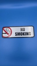No Smoking Sign Brushed Aluminum Look Wall Mount 3 3/8 x 9 3/8