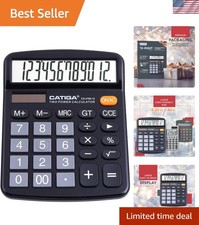 12-Digit Desktop Calculator with Large LCD, Dual Solar Power, Compact Design