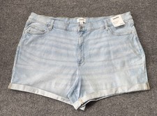 Sonoma Mid Rise Shorts Women Size 24W Stretch Blue Light Wash Casual Cuffed NEW