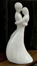 GUY GIRL, Bride/Groom All White Ceramic Wedding Cake Topper NICE PIECE. 11" T