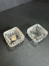 Set Of 2 Vintage Open Salt Cellars Dips Clear Glass