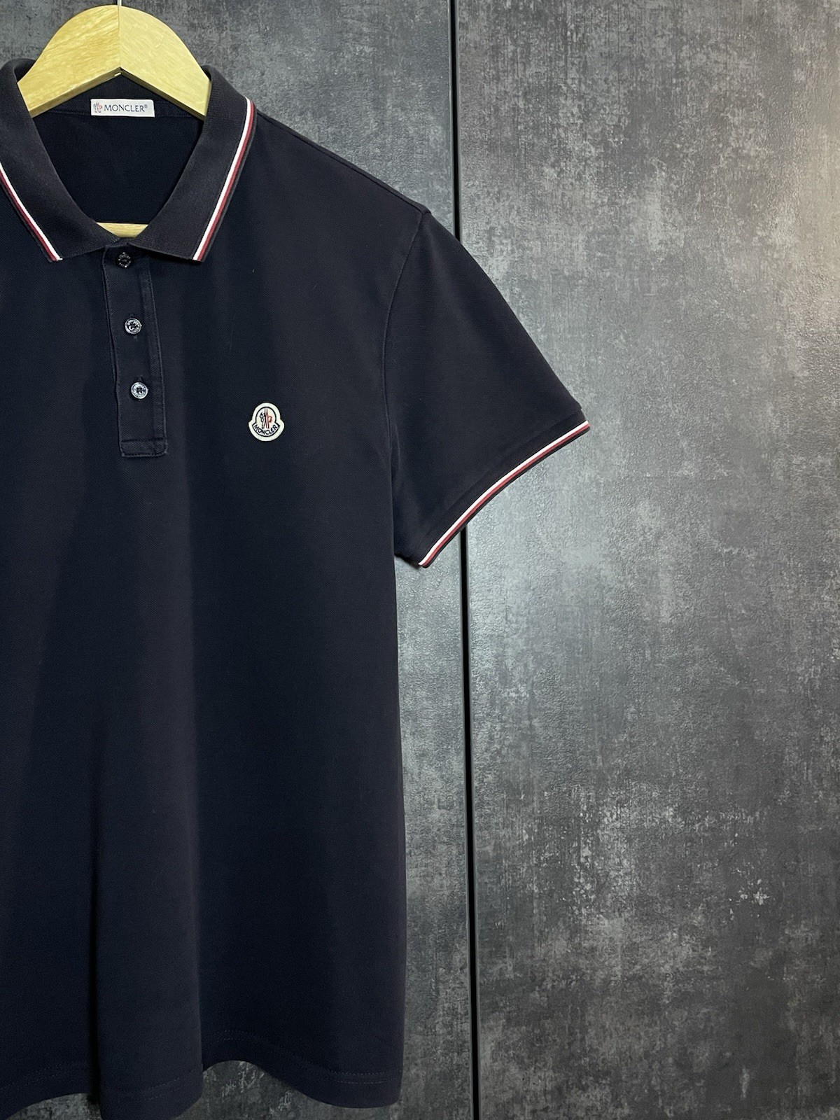 Moncler Maglia Manica Corta Navy Small Logo Polo T-shirt Striped Luxury Size M thumbnail 4