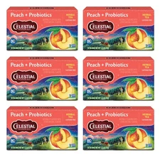 Celestial Seasonings Herbal Tea Peach Probiotics 16 Count Caffeine Free