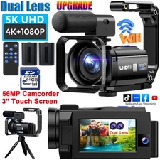 5K Dual Lens Video Camera Camcorder WiFi Youtube Vlogging Camera IR Night Vision