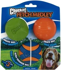 ChuckIt Fetch Medley Variety 3-Pack Erratic, Strato, Ultra Squeak Medium Dog Toy
