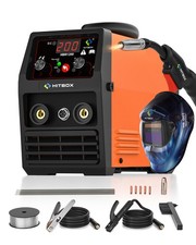 HITBOX 200A MIG/TIG/MMA Welding Machine Flux Cored MIG Welder w/Welding Helmet