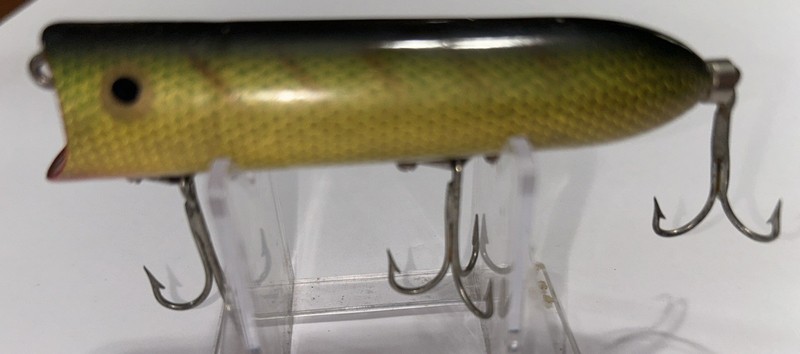 Antique Fishing Lure Vintage Tulsa Tackle 7-11 Green Perch 710