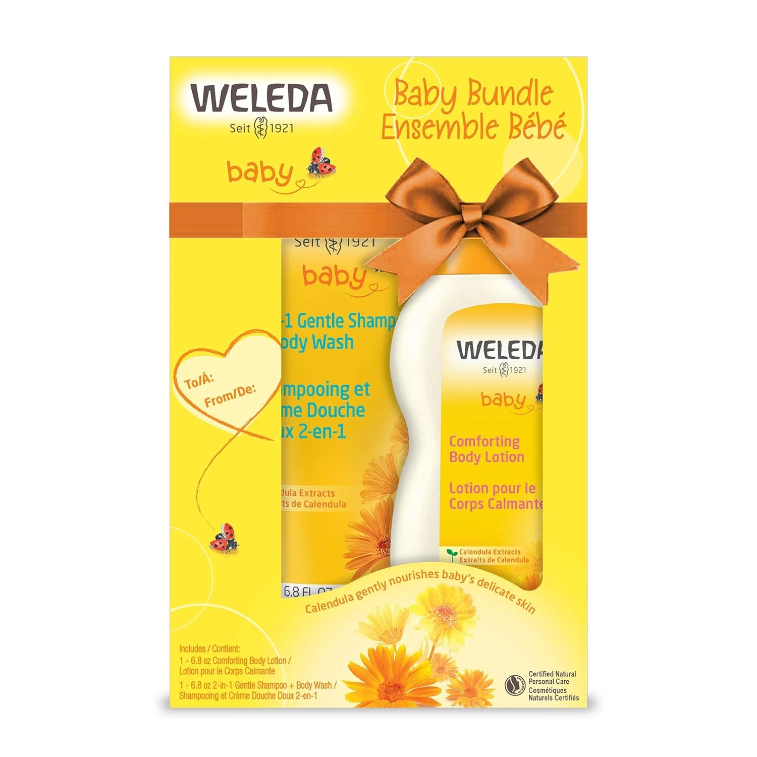 Baby Calendula Body Lotion and Shampoo-Body Wash Bundle, 6.8 Fluid Ounce (Pack o