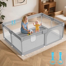 Baby Playpen 74"x50" - Large Playpen for Babies and Toddlers with 2 Handle - ...