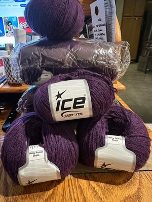 Ice yarns, Baby Camel chain, lot of 24 skeins, dark purple (maroon) color