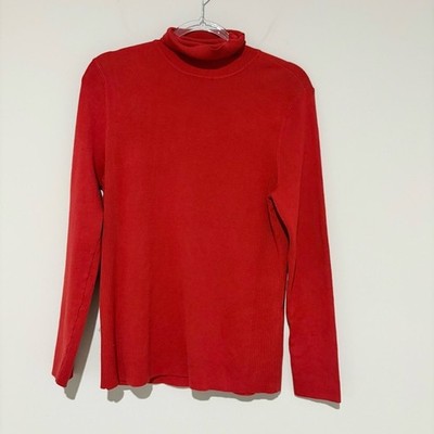 Chico's ribbed trim turtleneck sweater orange red size 2