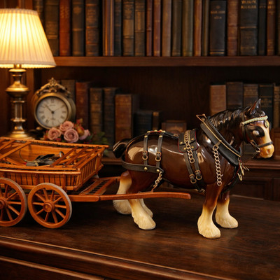 Großes Porzellan Zug Pferd & Holz Bauernhof Wagen Kutsche Modell siehe Bilder Set
