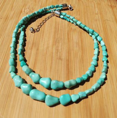 Jay King DTR Double Strand Turquoise necklace 925 Sterling Silver Vintage