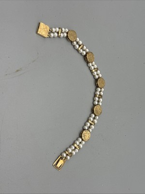 Estate Lucien Piccard 14K Gold Pearl Bracelet Grams With