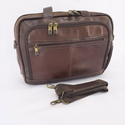 Samsonite Brown Leather Laptop Briefcase Business Bag Organizer Expandable