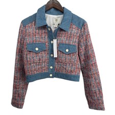 NWT House of Harlow 1960 Tweed Blue Red Jacket Size Medium