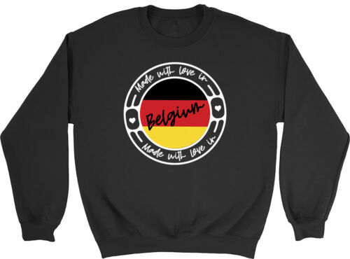 Made With Love In Belgium Mens Womens Sweatshirt Jumper - Afbeelding 1 van 5