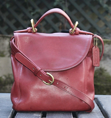 Coach Vintage - Soho Handle Bag 4158 in Red + Brass, USA 1990s 
