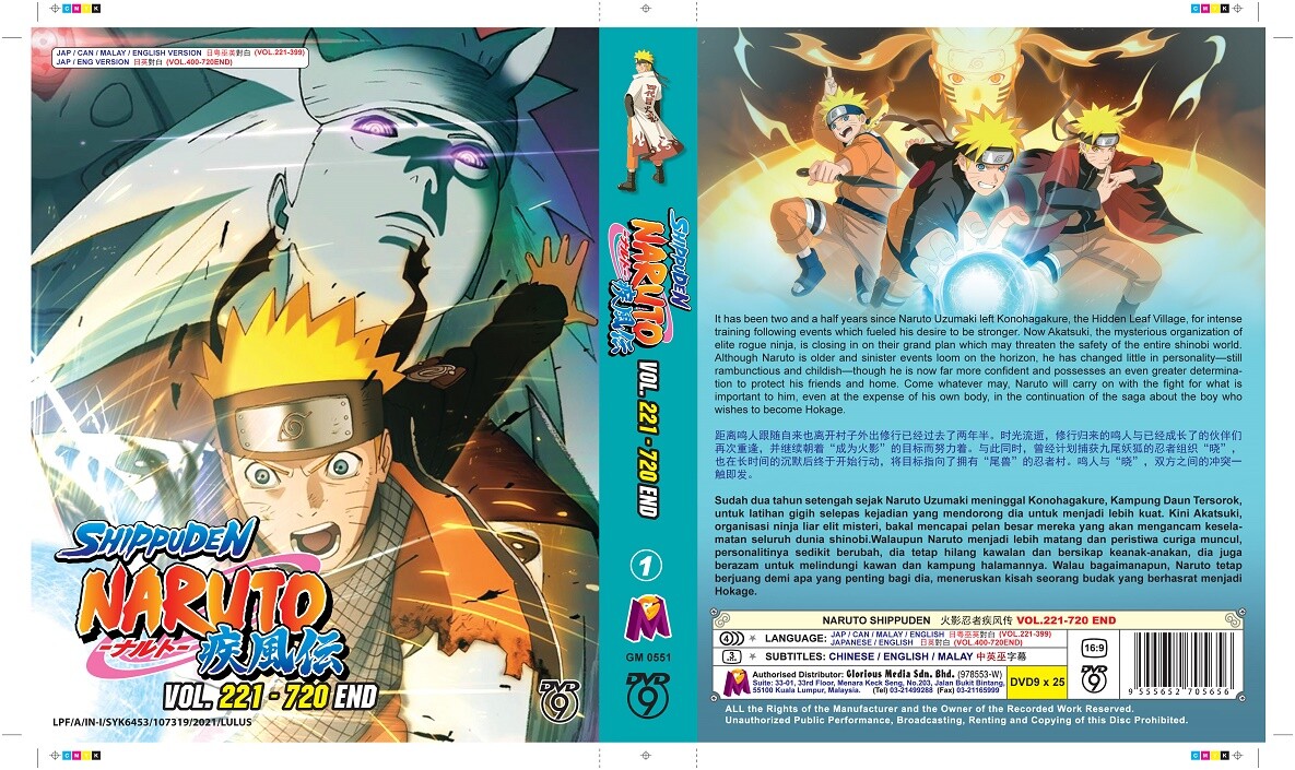 DVD NARUTO SHIPPUDEN VOL.221-720 END ENGLISH DUBBED All Region