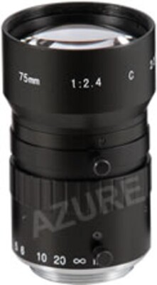 Azure Photonics AZURE-7524MM 2/3'' 75mm F2.4 Manual Iris C-Mount Lens, 2MP
