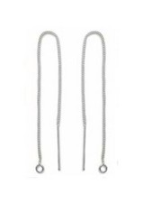 5 Pairs  Sterling SILVER EAR THREADS 5" Long Jump Ring End ~ Box Chain Style