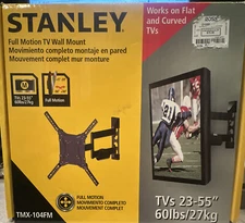 Stanley T.V Wall Mount Full Motion Movement Complete 23-55" 60lbs/27kg
