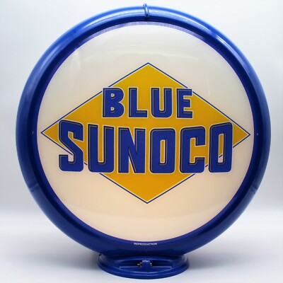 BLUE SUNOCO 13.5'' Gas Pump Globe - SHIPS FULLY ASSEMBLED - READY FOR YOUR PUMP!