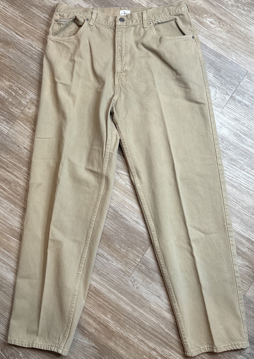 Calvin Klein Jeans Mens 38X 32 Tan Khaki 100% Cotton thumbnail 13