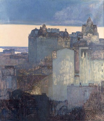 Rudolf Jettmar ''Die Grosse Stadt'' world sunlight Grey Artwork PAPER or CANVAS