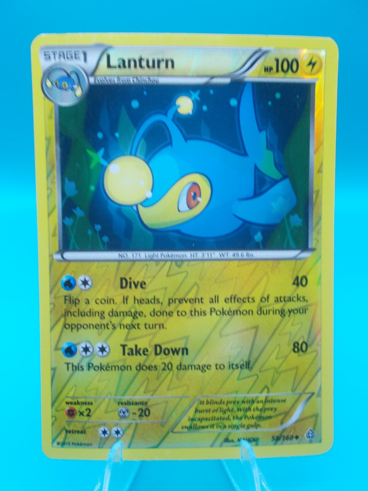 Lanturn 58/160 XY-Primal Clash Pokémon TCG Reverse Holo Near Mint/Mint