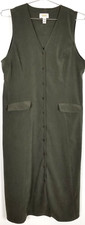 Talbots Women Button Down Sleeveless Midi Dress Sz 14 P Green Sleeveless Pockets