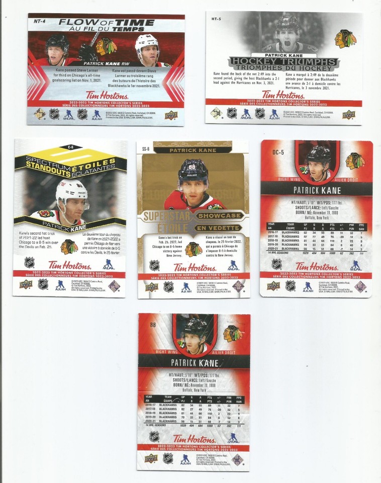 Tim Hortons 2022/23 UD Chicago Blackhawks Patrick Kane Flow of Time