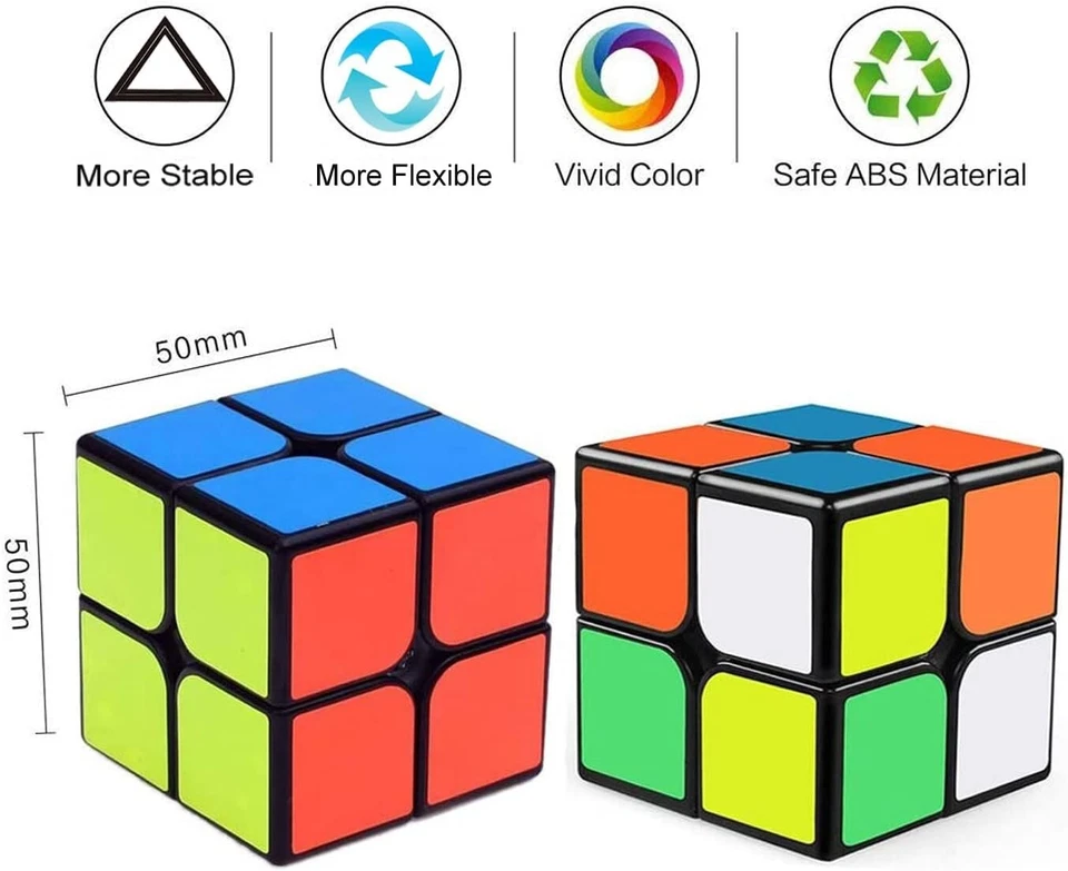 3 Pack Classic Magic Speed Cube 2x2 3x3 4x4 Puzzle Fidget Toy Brain Teaser - Image 2 of 4