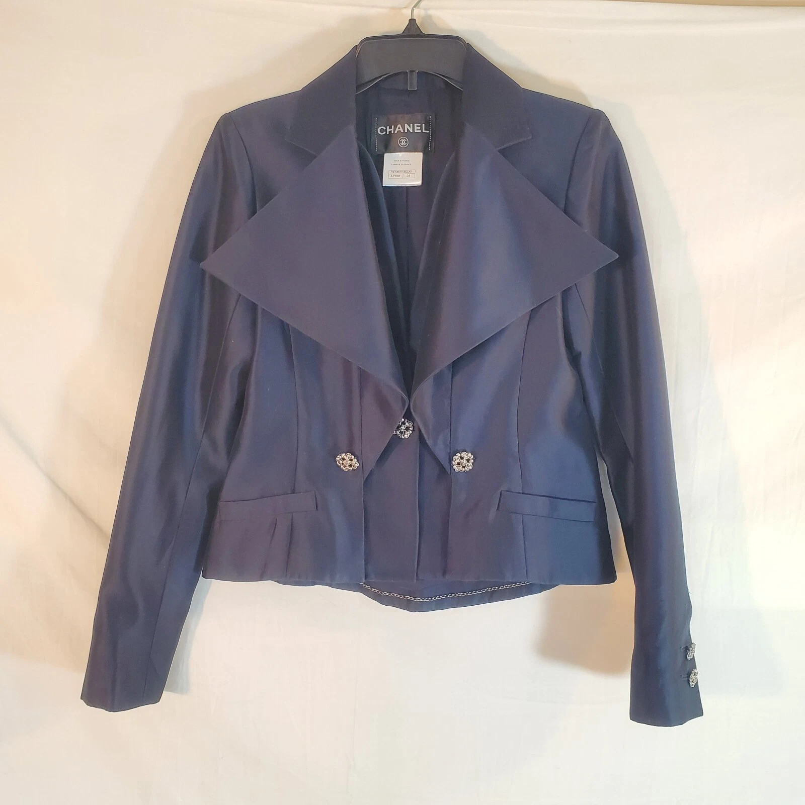 $5150 CHANEL 2014 Cruise Collection tuta donna 34 blu navy giacca logo CC usata in ottime condizioni