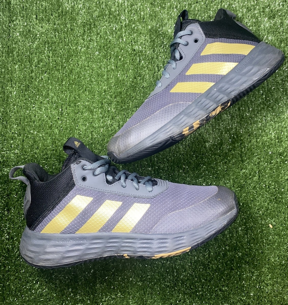 Adidas Own The Game 2.0 – Men’s 7 Mid-Cut Basketball Shoe Gold/Grey/Black GW5483 Size 12 - Adidas Own The Game 2.0 Grey Matte Gold for sale  main image 4
