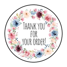 30 1.5" THANK YOU FOR YOUR ORDER WREATH LABELS ROUND STICKERS ENVELOPE SEALS