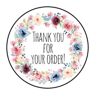 30 1.5" THANK YOU FOR YOUR ORDER WREATH LABELS ROUND STICKERS ENVELOPE ...