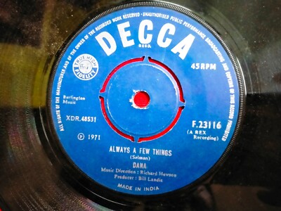 Dana Always A Few Things/Who Put Lights Out Rare Single Record  India Indian VG+