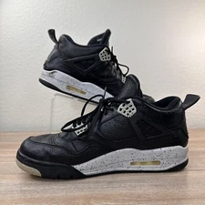 Jordan Sneakers Mens 10.5 Black Leather 4 Retro LS Oreo  2015