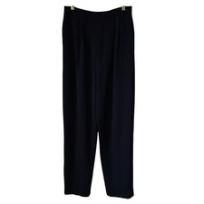 St.John Basics 6 Black Santana Knit Pull On Pants Pleated Front Classic Comfy