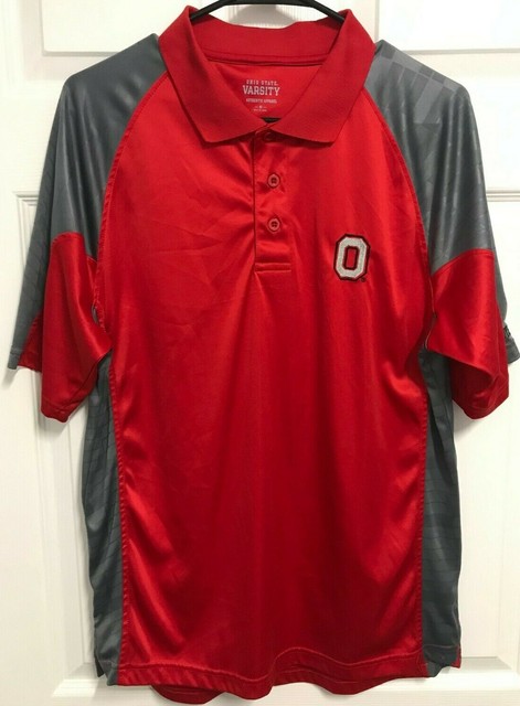 OHIO STATE BUCKEYES Men Red Gray Short Sleeve Golf Polo Shirt M Varsity Apparel | eBay