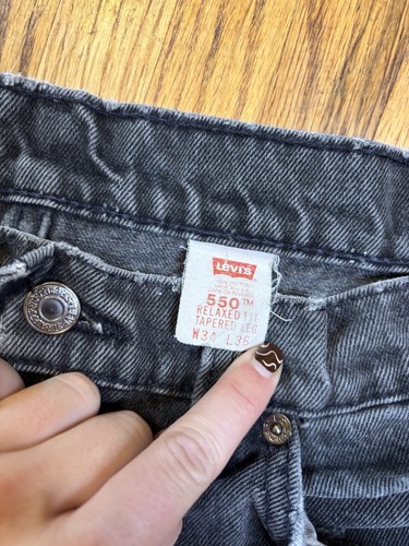 Vintage Orange Tab Levi's 550 Jeans Relaxed Fit Tapered Black USA Men’s 34x36 - Picture 6 of 6