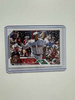 Rafael Devers 2023 TOPPS HOLIDAY SP SANTA HAT CANDY CANE BAT Boston Red Sox