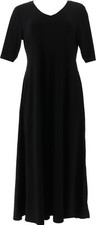 Attitudes Renee Como Jersey Illusion Waist Maxi Dress Black PS NWOT (609)