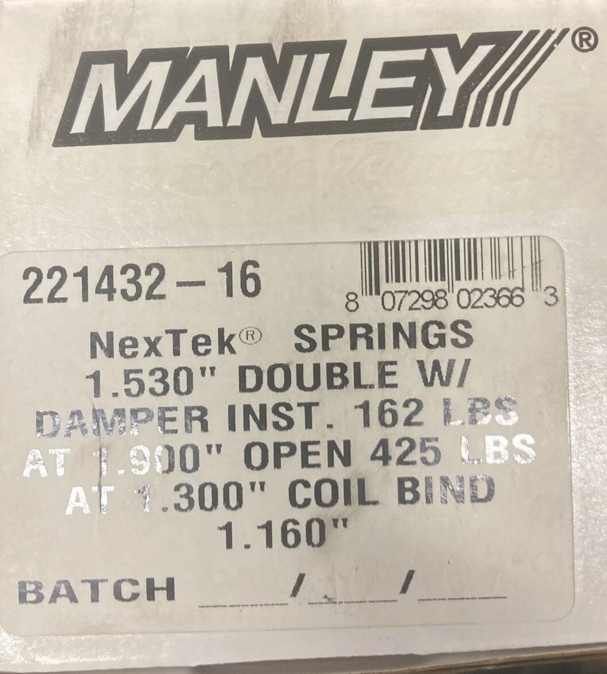 Manley 221432-16 NexTek Series Drag Race Valve Springs 1.530" .630" Lift - Image 3 of 3