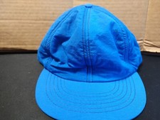 VINTAGE UNBRANDED MADE IN USA LINED BLUE BASEBALL STYLE HAT CAP