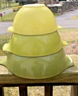 Vtg Pyrex Set 3 Verde Green Cinderella Nesting Mixing Bowls 1.5-2.5 QT 441- 443