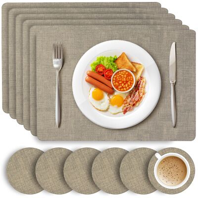 HEFTMAN Tischsets & Untersetzer Esstisch schmutzabweisend 6 Sets Hellgrau