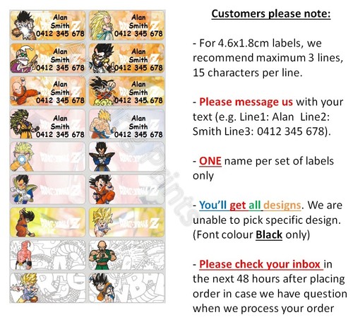 Dragon Ball Vinyl Personalised Name Label Sticker school book pencil texta boy - Picture 4 of 4