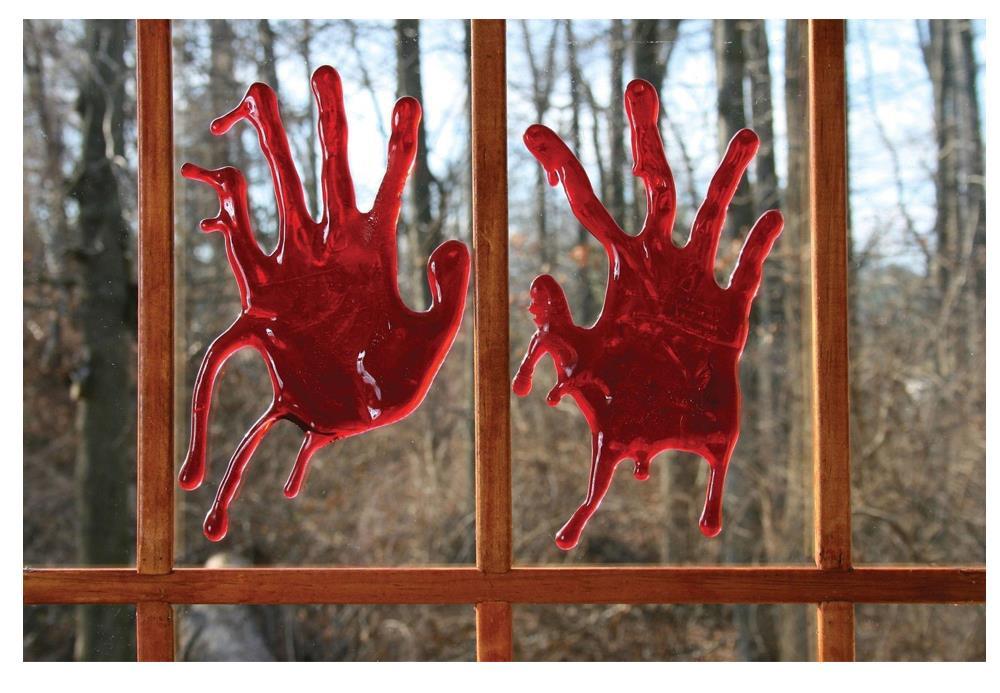 1 PAIR OF REALISTIC 3D BLOODY HAND PRINTS creepy Halloween prop fake blood joke